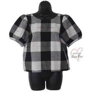 Gingham Puff-Sleeved Blouse (The Odells for Anthropologie)